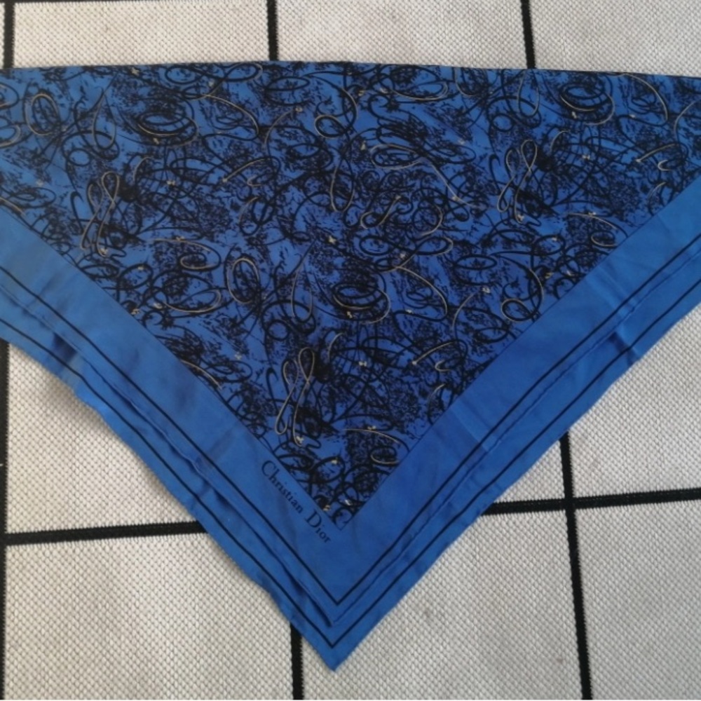 Christian Dior Blue Silk Scarf - Picture 5 of 6